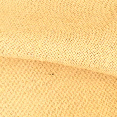 Close up of a light beige jute hessian with a medium weave