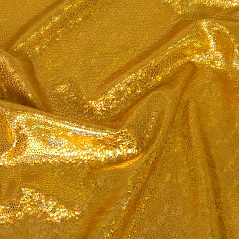 Gold lame foil fabric with snakeskin texture