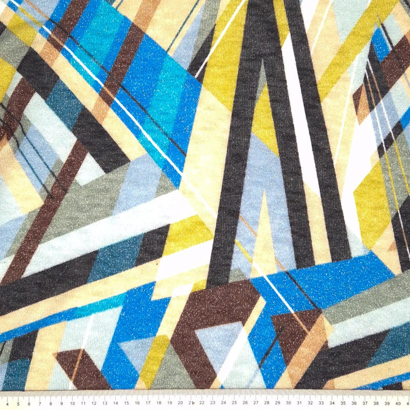 Abstract Argyle Lurex Glitter Jersey - Blue