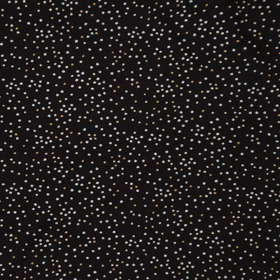 Black fabric with small white polka dots