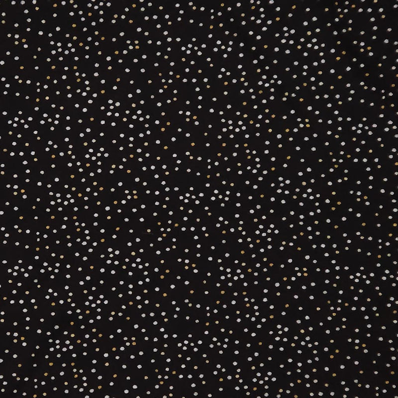 Black fabric with small white polka dots