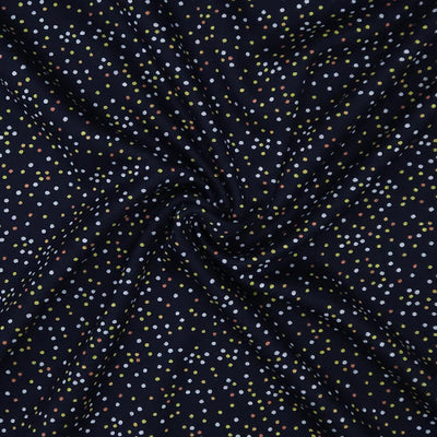Dark fabric with small colorful polka dots