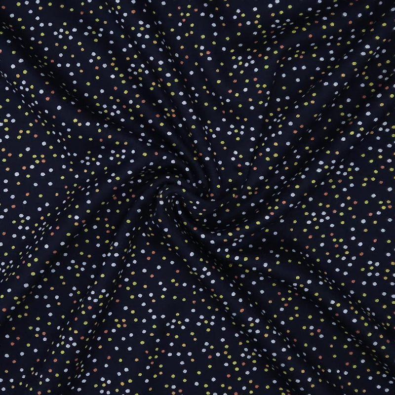 Dark fabric with small colorful polka dots