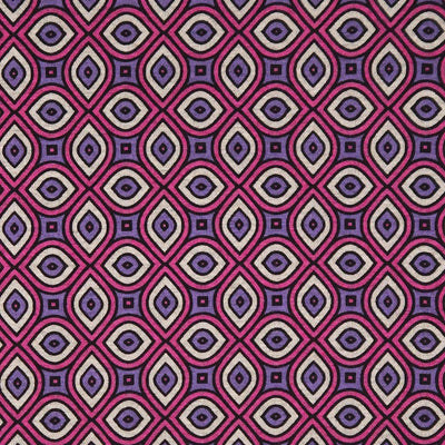 Geometric pattern with purple and pink diamonds on a pink ponteroma fabric