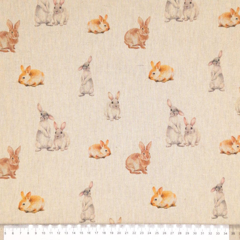 Bunnies - Panama Craft Canvas Fabric - Cotton Rich Linen Look