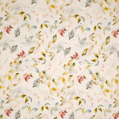 Pattern of colorful birds on a light linen fabric