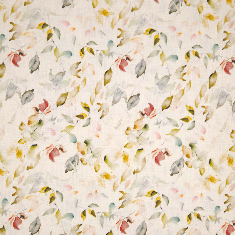 Pattern of colorful birds on a light linen fabric