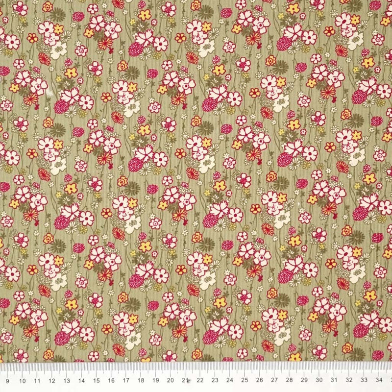 Retro Floral - 100% Cotton Needlecord - Corduroy – Fabric Love