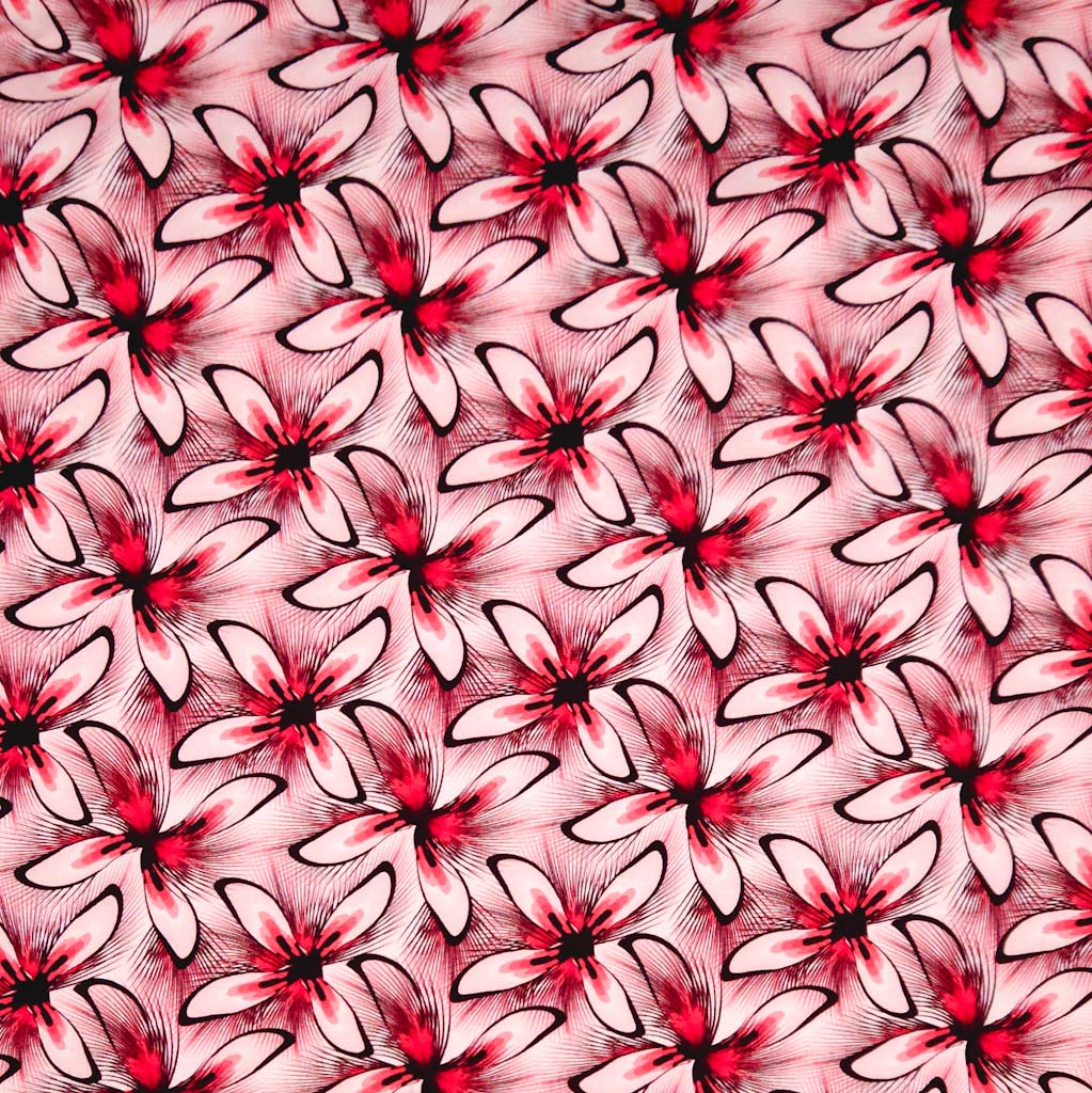 Blooming Cerise Lily - Cotton Jersey Fabric