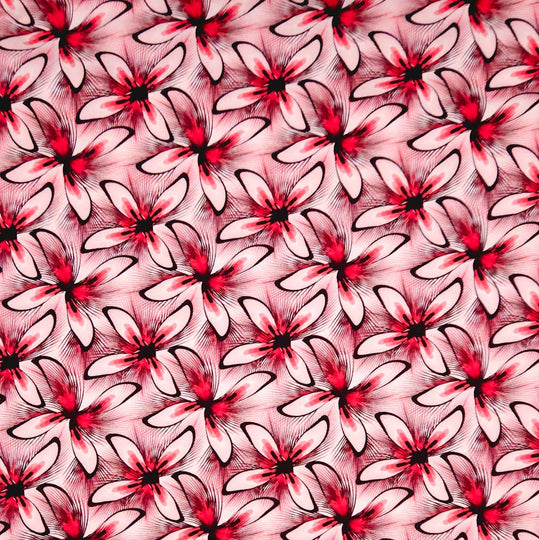 Blooming Cerise Lily - Cotton Jersey Fabric