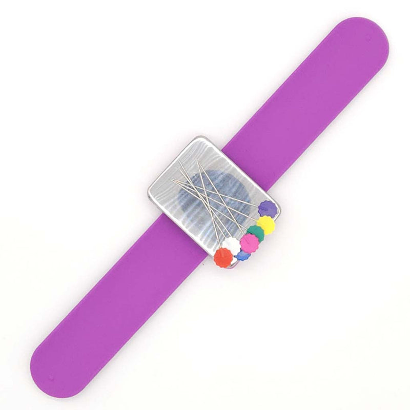 Magnetic Pin Cushion - Wrist Slap Band - Purple
