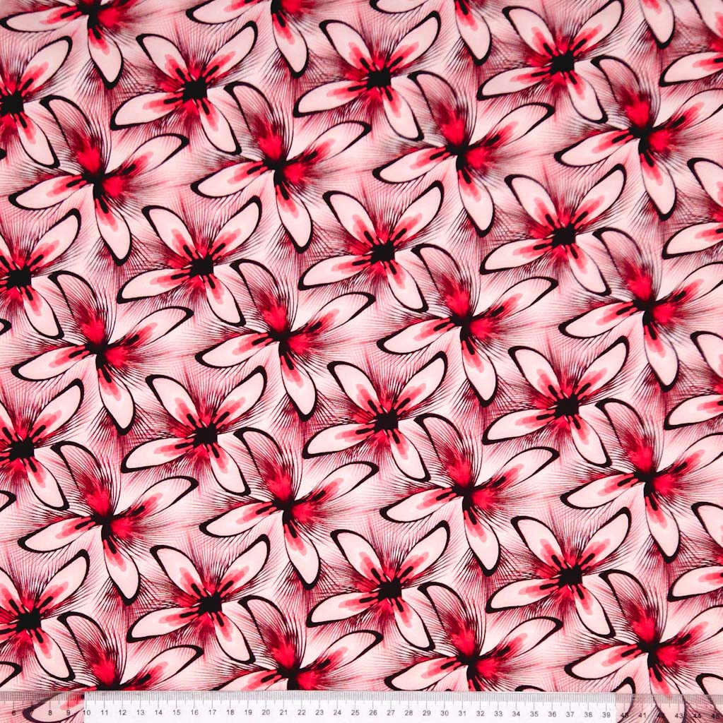 Blooming Cerise Lily - Cotton Jersey Fabric