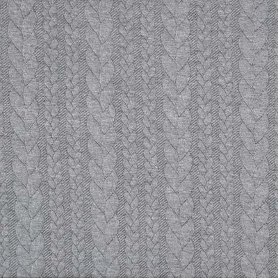 A plain cable knit dressmaking fabric in grey