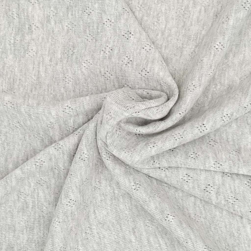Pointelle Cotton Jersey Fine Knit Plain Light Grey Fabric Love pointelle-cotton-jersey-fine-knit-plain-light-grey-fabric-love