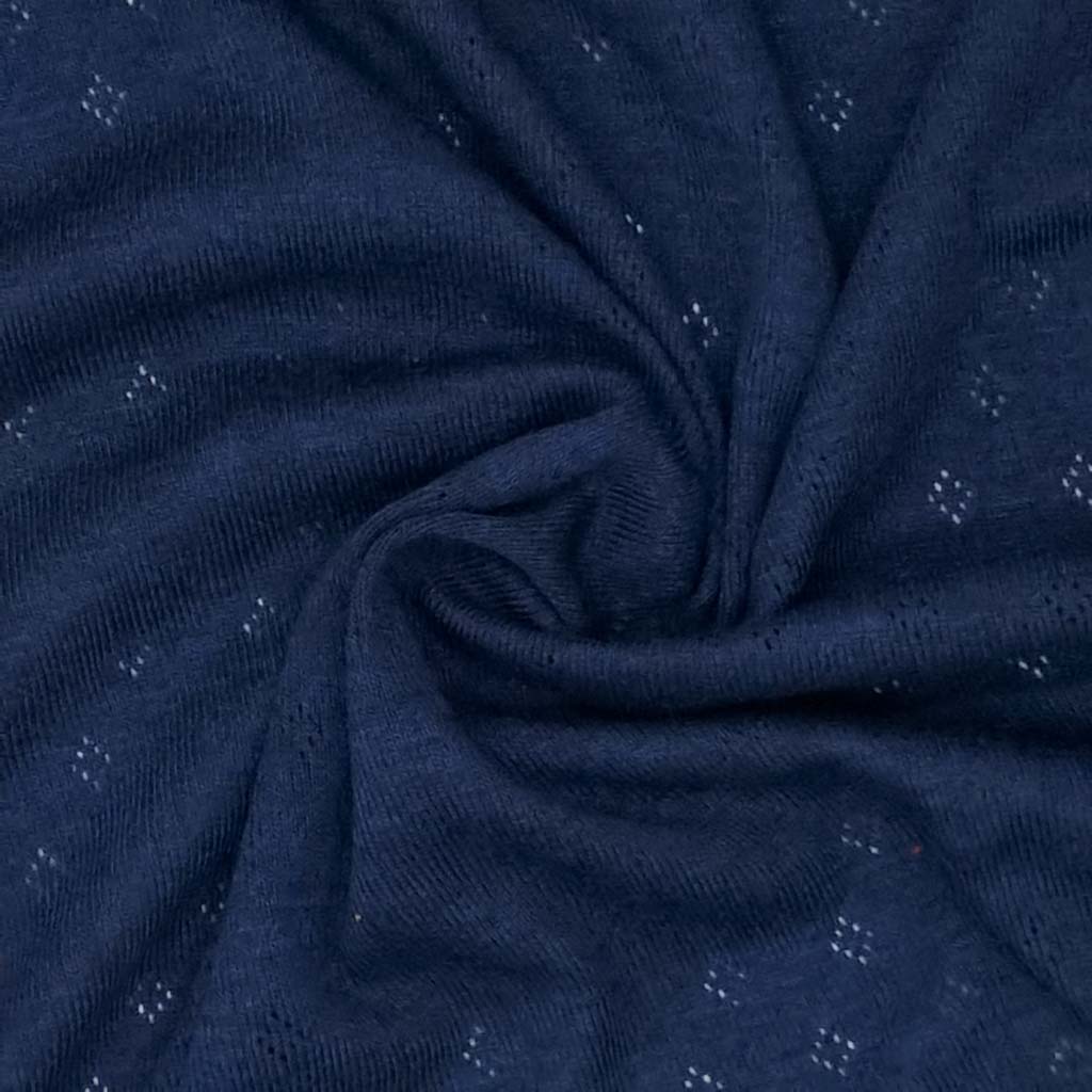 A pointelle stretch jersey fabric in navy