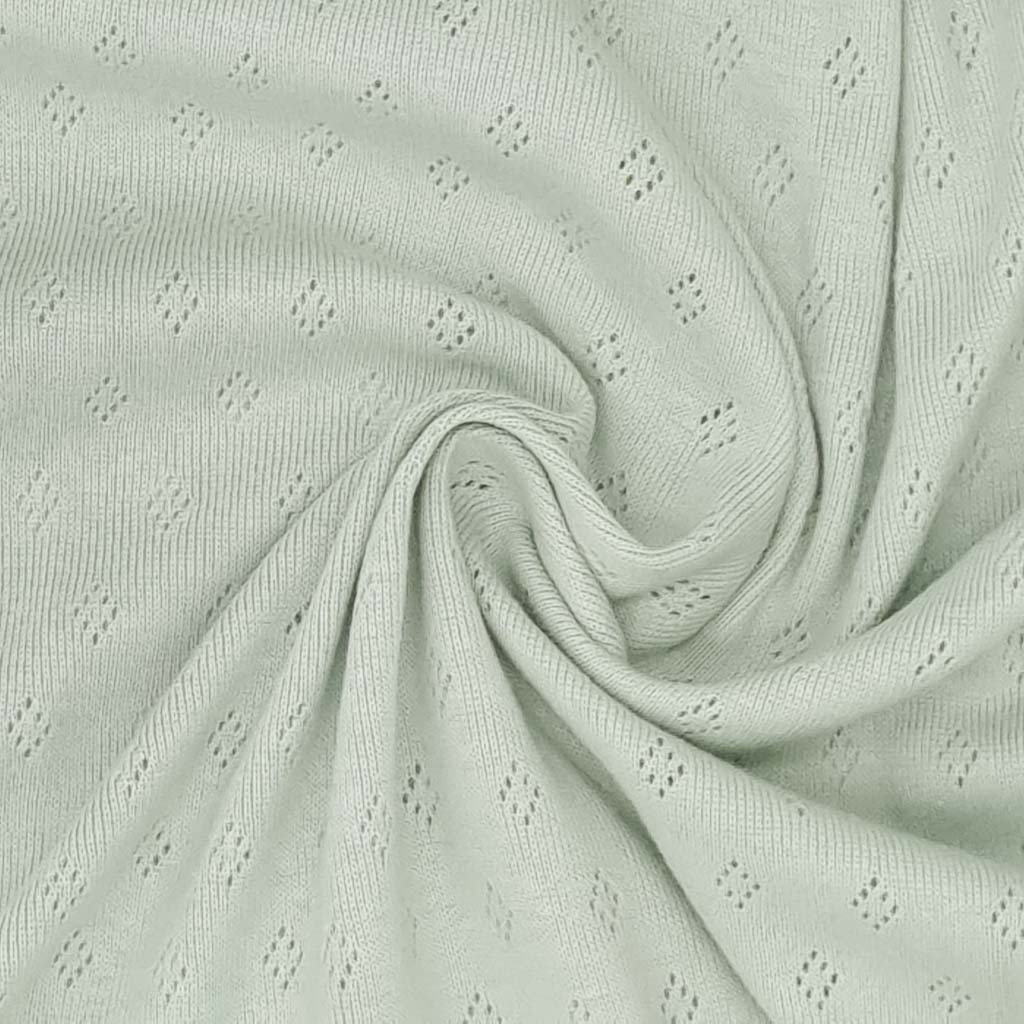 Pointelle Cotton Jersey - Fine Knit - Plain Sage Green