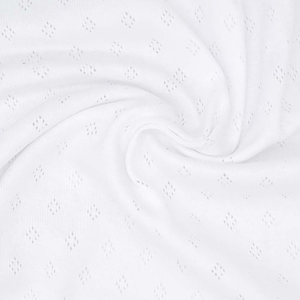 A pointelle stretch jersey fabric in white