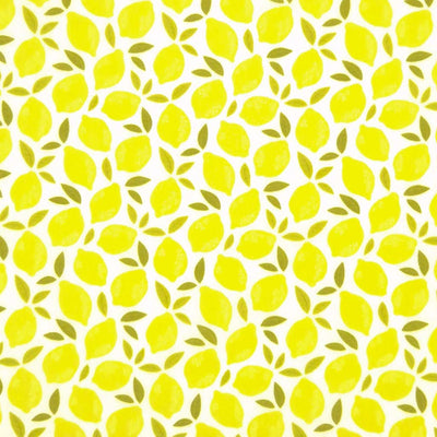 Lemons printed on a white polycotton fabric