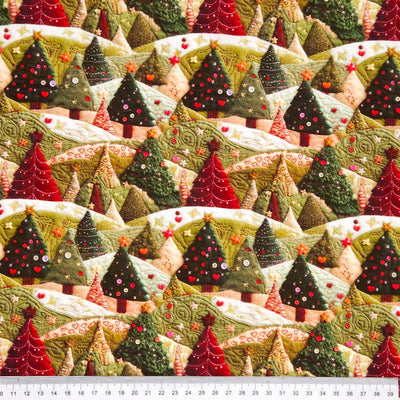 Christmas tree design printed on a cotton fabric