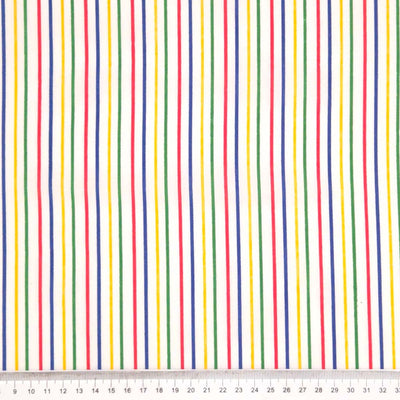 Fabric with multicolored stripes on a white background