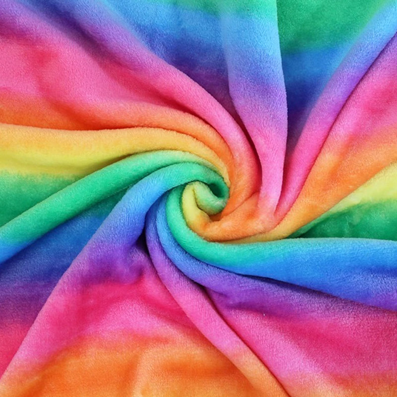 Rainbow cuddle fleece fabric in a swirl