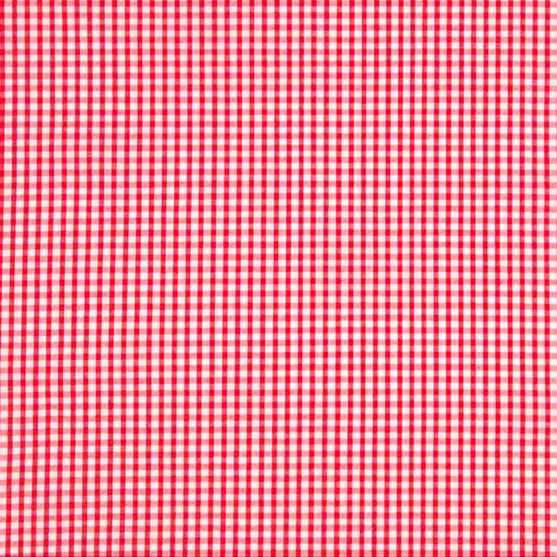 Red and white 1/8" gingham polycotton fabric