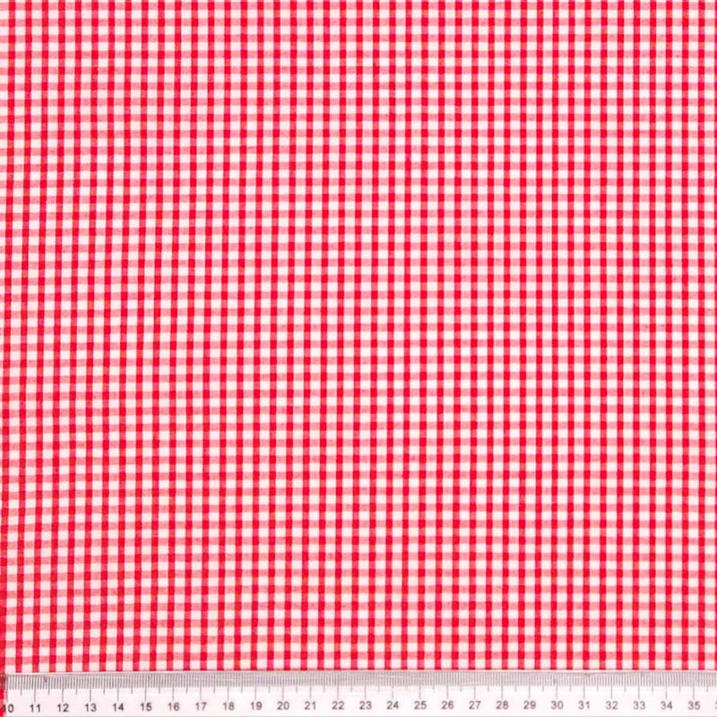 Red and white 1/8" gingham fabric pattern