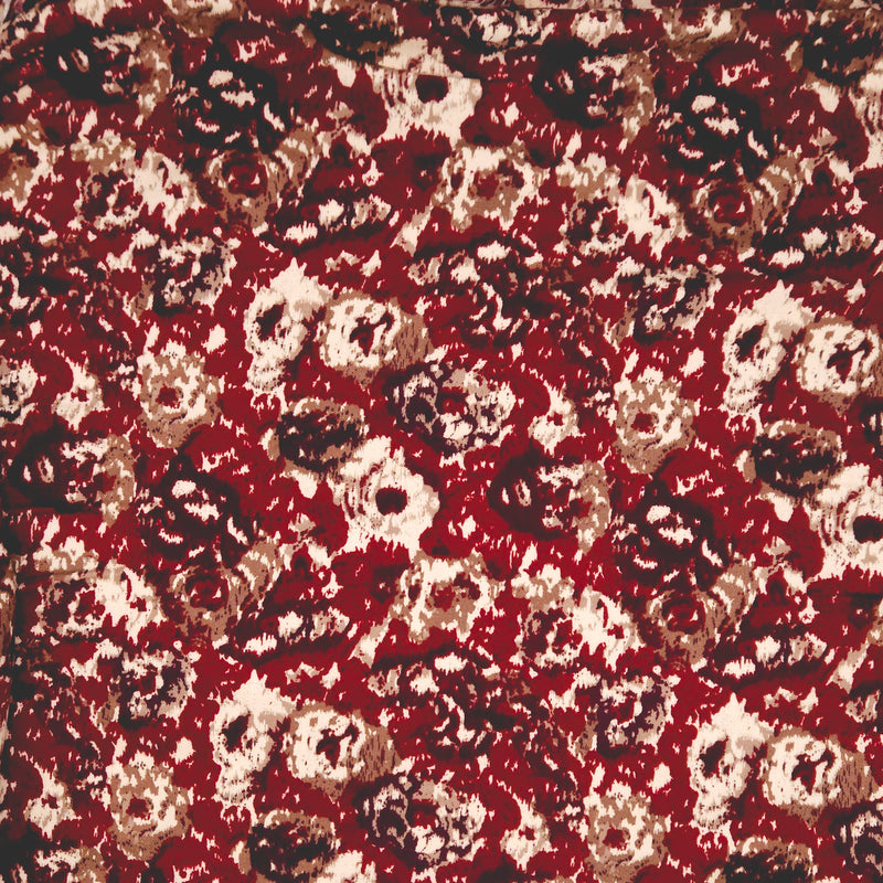 Close-up of a red floral patterned fabric