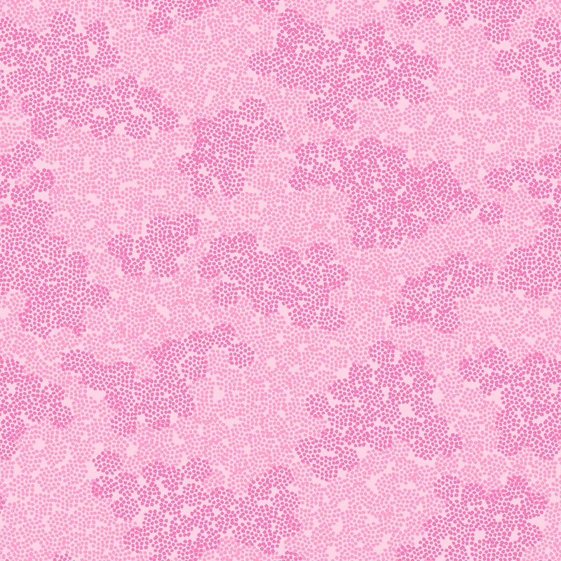 A pretty floral blender of hydrangeas printed on a pink premium quilting cotton