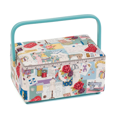 Sewing box covered in a retro sewing printed fabric