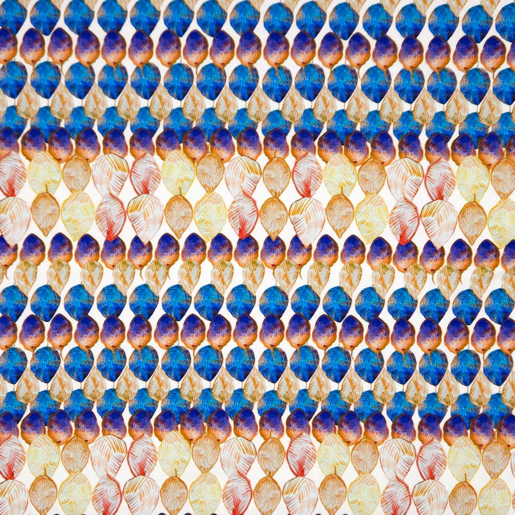 A shell design is printed on a cotton jersey fabric