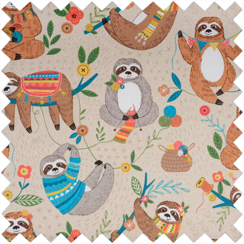 Sloth printed fabric