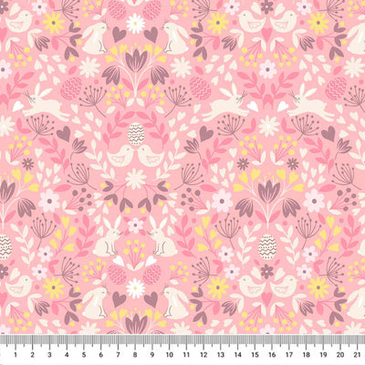 Bunny & Chick on Rose Pink - Spring Treats - Lewis & Irene