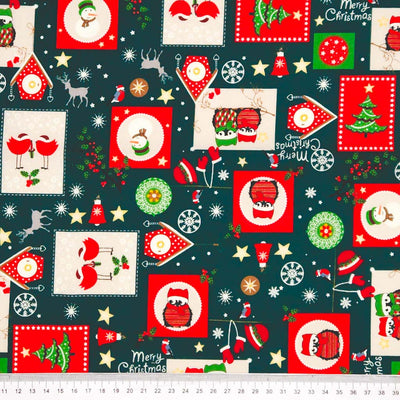 Christmas Cotton Fabric - Jolly Postage Stamp