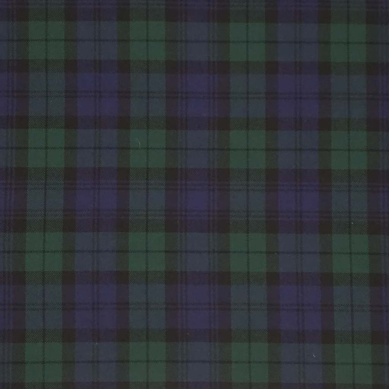 Tartan pattern with green and purple colors on a dark polyviscose fabric
