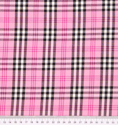 PolyViscose Tartan - Clueless Pink - Dressmaking Fabric
