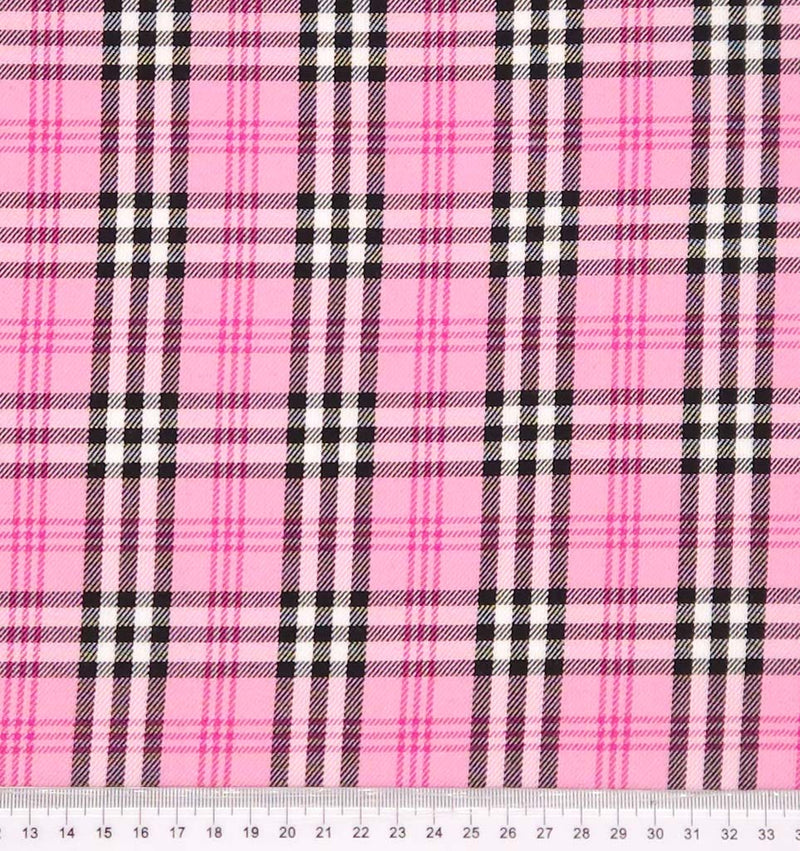 PolyViscose Tartan - Clueless Pink - Dressmaking Fabric