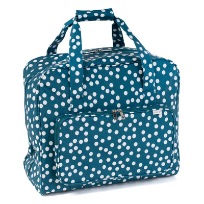 Sewing machine bag in teal with white spots