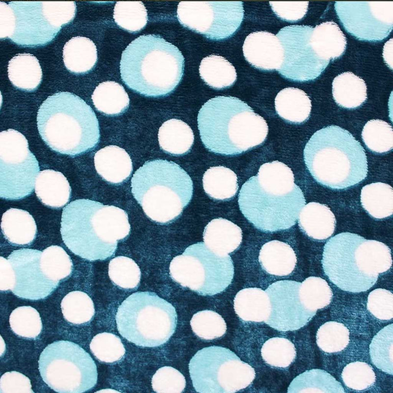 White and blue spots printed on a teal cuddle fleece