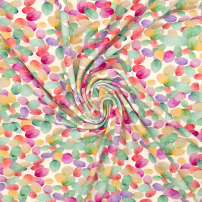 Watercolour petals printed on a viscose jersey fabric