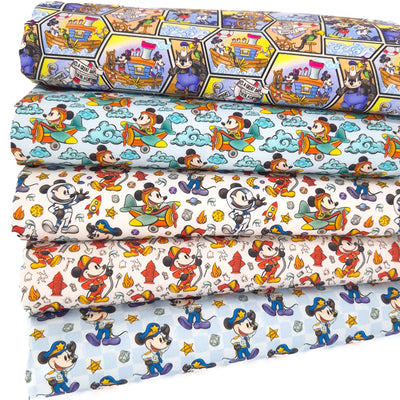 A fat quarter bundle featuring Steamboat Willie prints