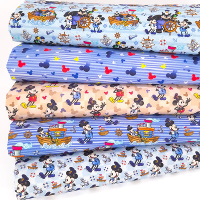 A fat quarter bundle featuring Steamboat Willie prints