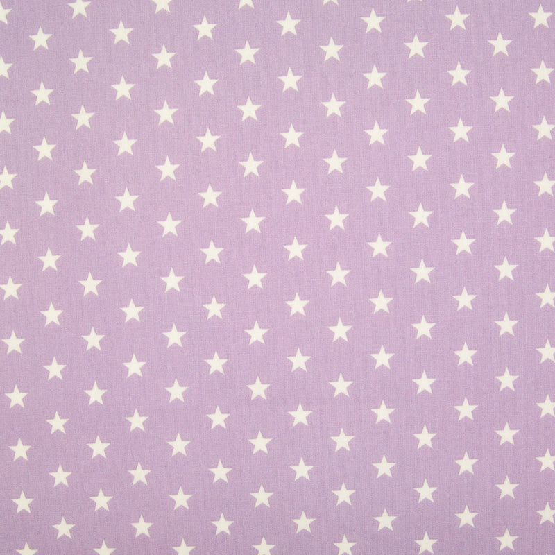 10mm White Star on Lilac - 100% Cotton