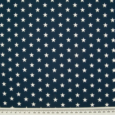 10mm White Star on Navy Blue - 100% Cotton