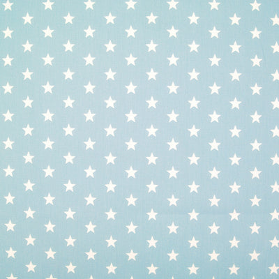 10mm White Star on Sky Blue - 100% Cotton