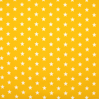 10mm White Star on Yellow - 100% Cotton