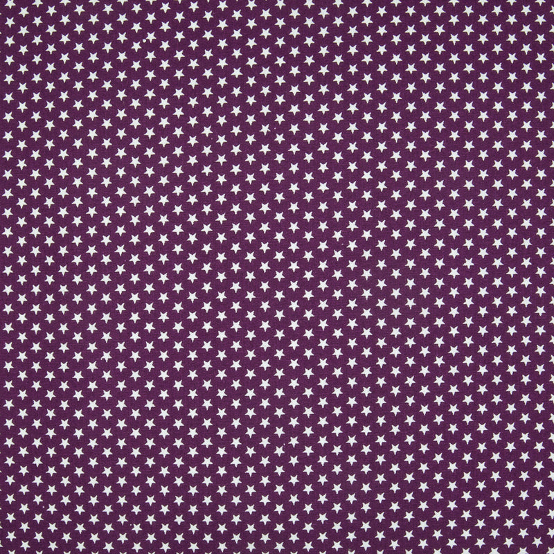 4mm Mini White Star on Purple - 100% Cotton