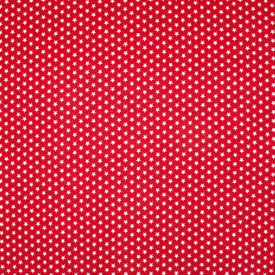 4mm Mini White Star on Red - 100% Cotton