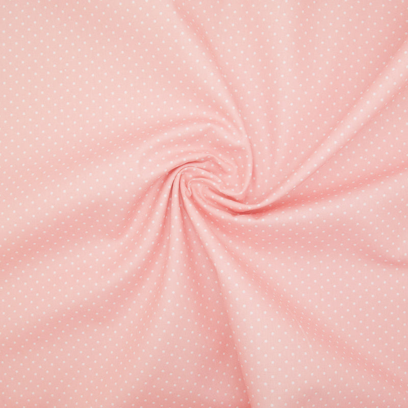 2mm White Pin Spot on Baby Pink - 100% Cotton
