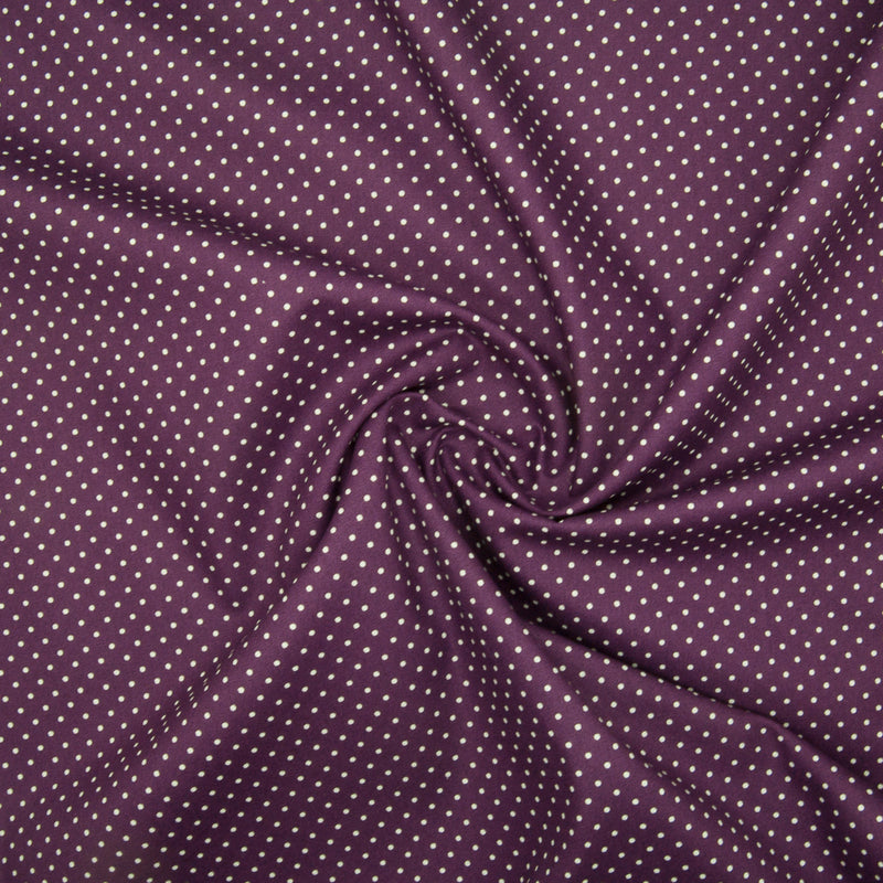 2mm White Pin Spot on Purple - 100% Cotton